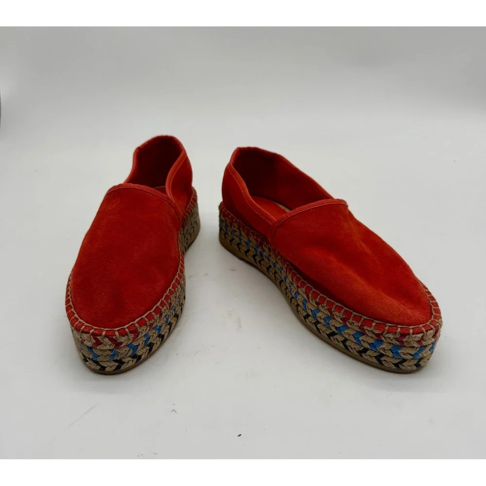 NIB Santoni Orange Suede Platform‎ Espadrille Slip-On Loafers Size 36 US 6 $874